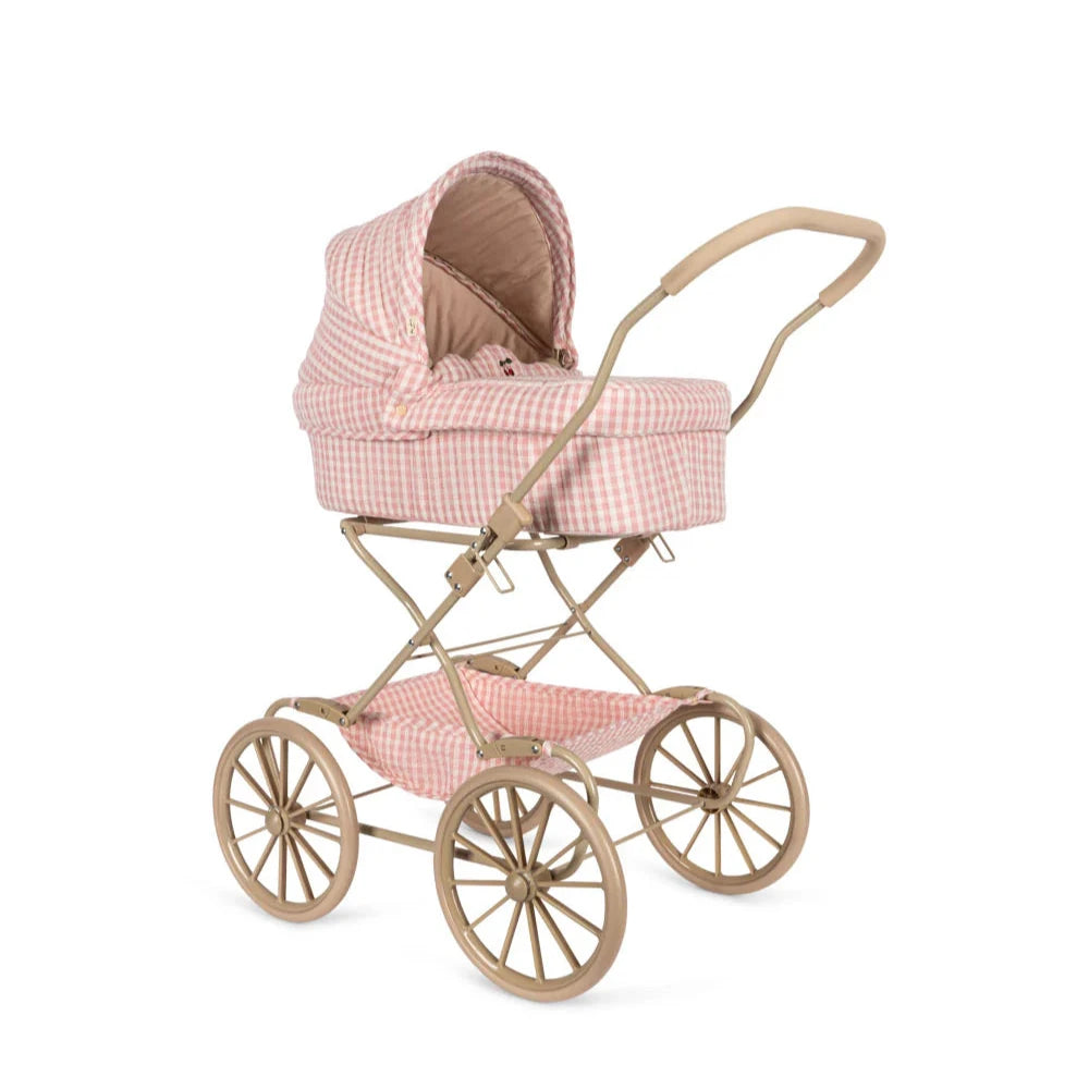 Coche Moises Vintage para munecas Powder pink check