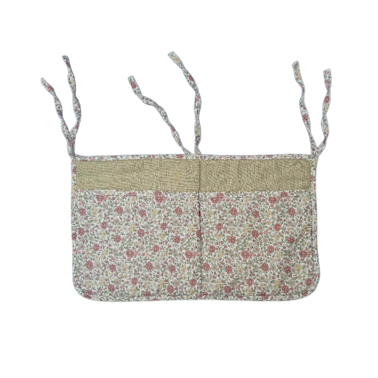 Bolsillo organizador de cuna - Beige y flores rosa