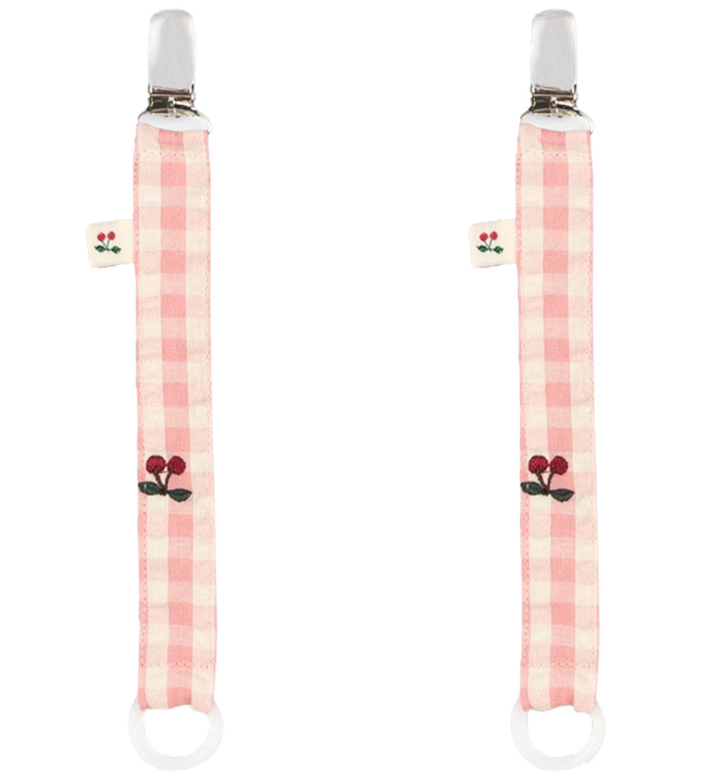 Pack de 2 Porta Chupetes - Powder pink check