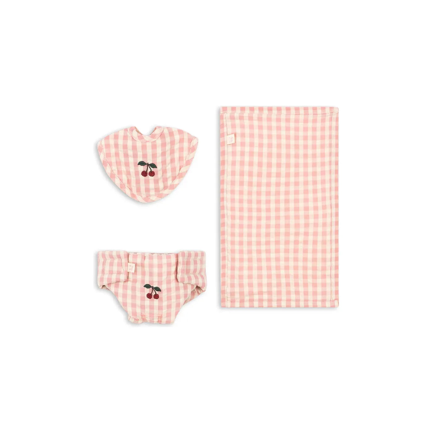 Set de muda para muñeca - Powder pink check